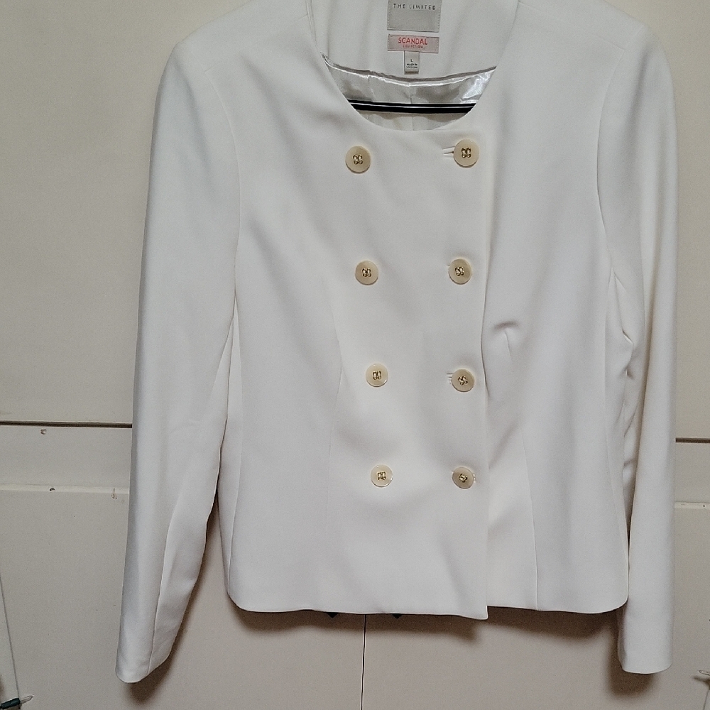 Saks Fifth Avenue Women's Cream Double-Breasted Blazer Scandel Collectiom
